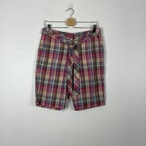 Clover by Bobby Jones women's belted multicolor plaid 4 pocket shorts Size 6